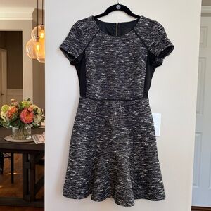 J Crew Fit and Flare Dress, Black and White Tweed